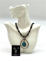 STERLING SILVER & TURQUOISE NECKLACE SET