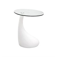 Fab Glass and Mirror Modern White Round Top for