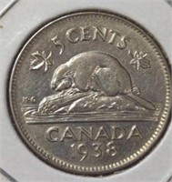 1938 Canadian nickel