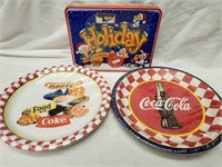 Coca Cola plates, Keebler Tin