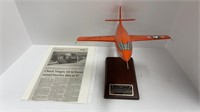Autographed Bell X-1 Rocket Research Plane model