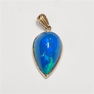 $1600 14K  Blue Opal(5.5ct) Pendant