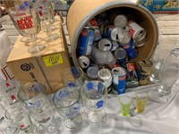 BARREL FULL OF VINTAGE BEER CAN COLLECTION, GROUP