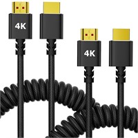 4K HDMI Coiled Cable 2Pack  High Speed HDMI Thin S