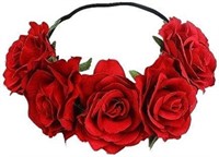 Rose Floral Crown Headband Headpiece (Red)