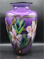 2001 John Fields "Dogwood" Floral Art Glass Vase