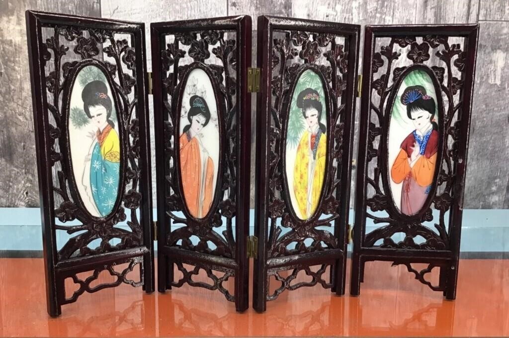Asian style wood/tile table divider