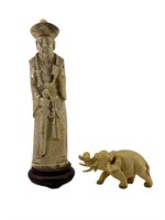 2 Carved Resin Asian Figures