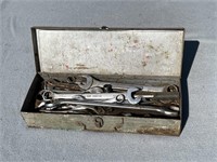 Metal Tool Box with Wrenches