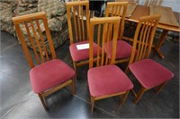 set of 8-teak dining chairs with uphostered seats