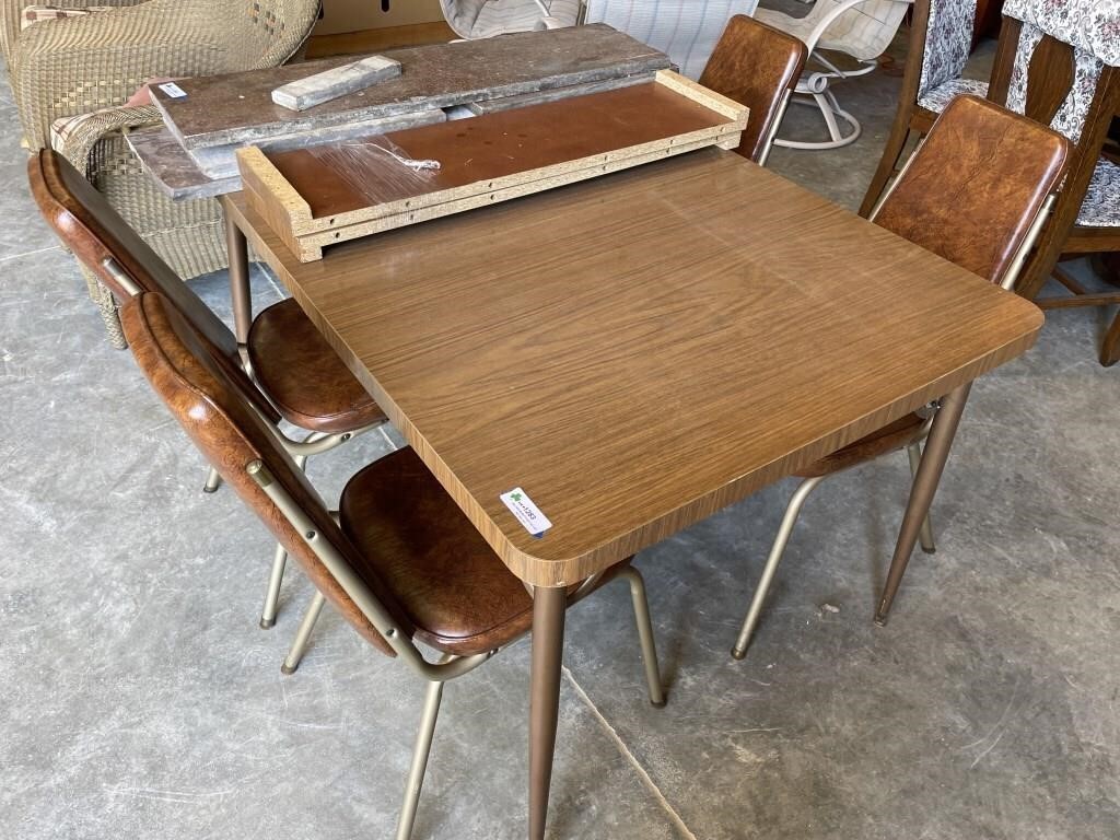 Retro Kitchen Table, 4 Chairs, Leaves