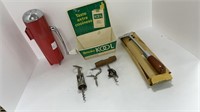 Vintage Dazey ice crusher, Kool cigarettes box,