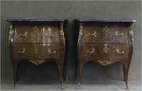 PR OF DIMINUTIVE MARBLE TOP COMMODES