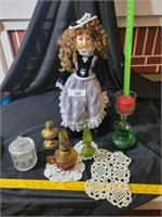 Doll, dollies, miniature oil lamps