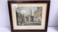 Vintage Wall Street New York colored etching,