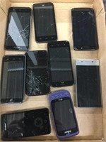 Nine miscellaneous cell phones, as is