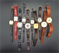 10 WOMEN'S LEATHER BAD WATCHES