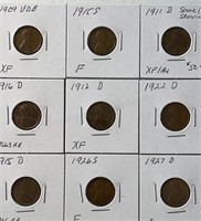 (9) Early Lincoln Cents in High Grade
