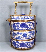 Chinese 3-Section Porcelain Tiffin Box