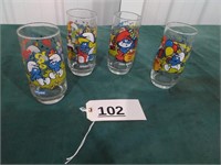 4 Smurf Glasses