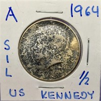 Gem B.U ( Toned ) 1964 Silver 1/2 Dollar