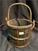 Antique bucket with wrought iron handle. 5 inches