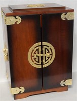 Vtg London Leather Oriental Jewelry Armoire Box