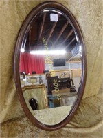 Oak Framed Beveled Wall Mirror