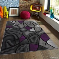 Allstar 8x10 Modern Area Rug in Purple with Charco
