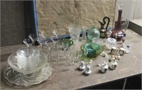 Assorted Glassware and Salt & Pepper Shakers