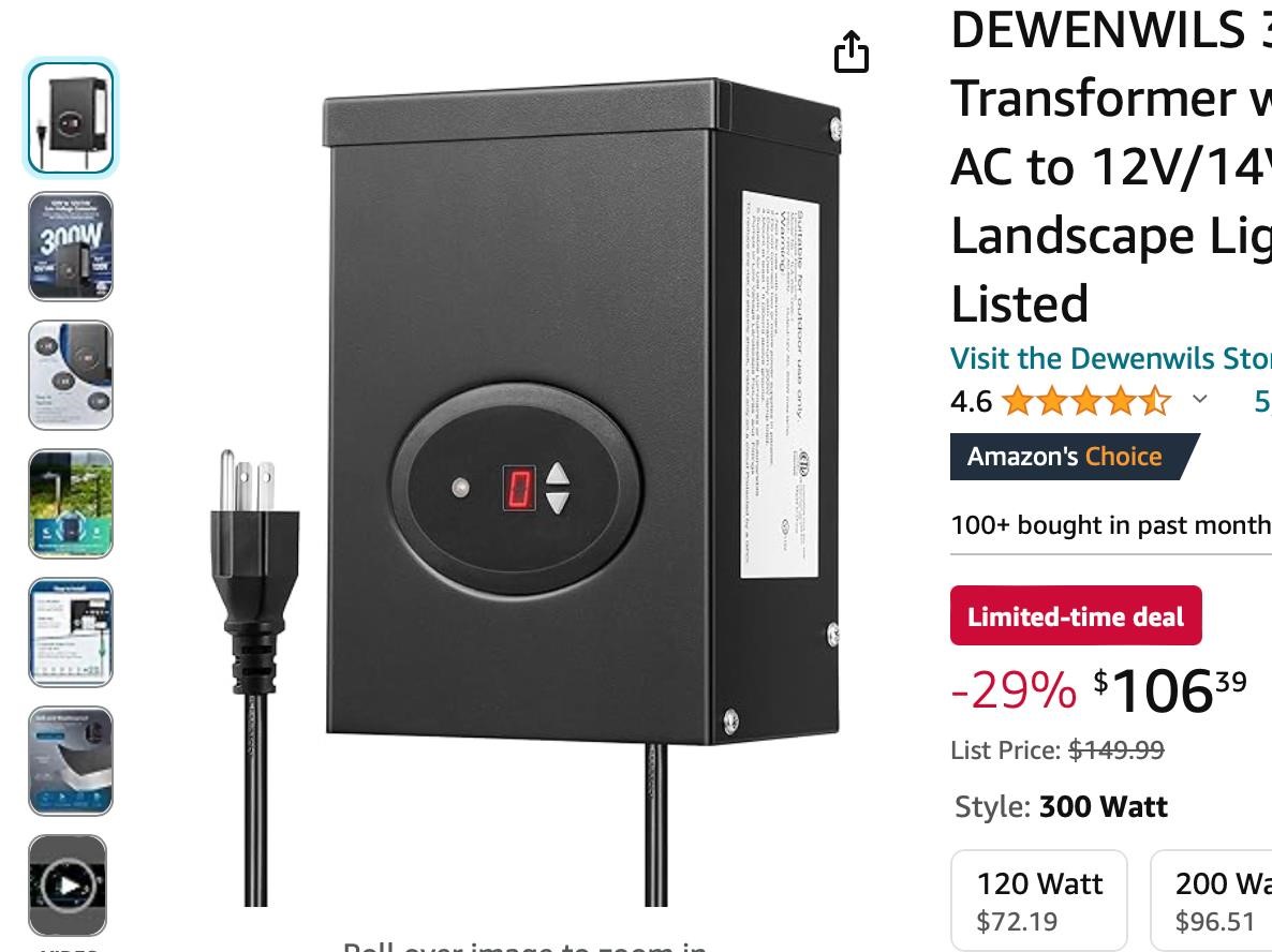 DEWENWILS 300W Outdoor Low Voltage Transformer