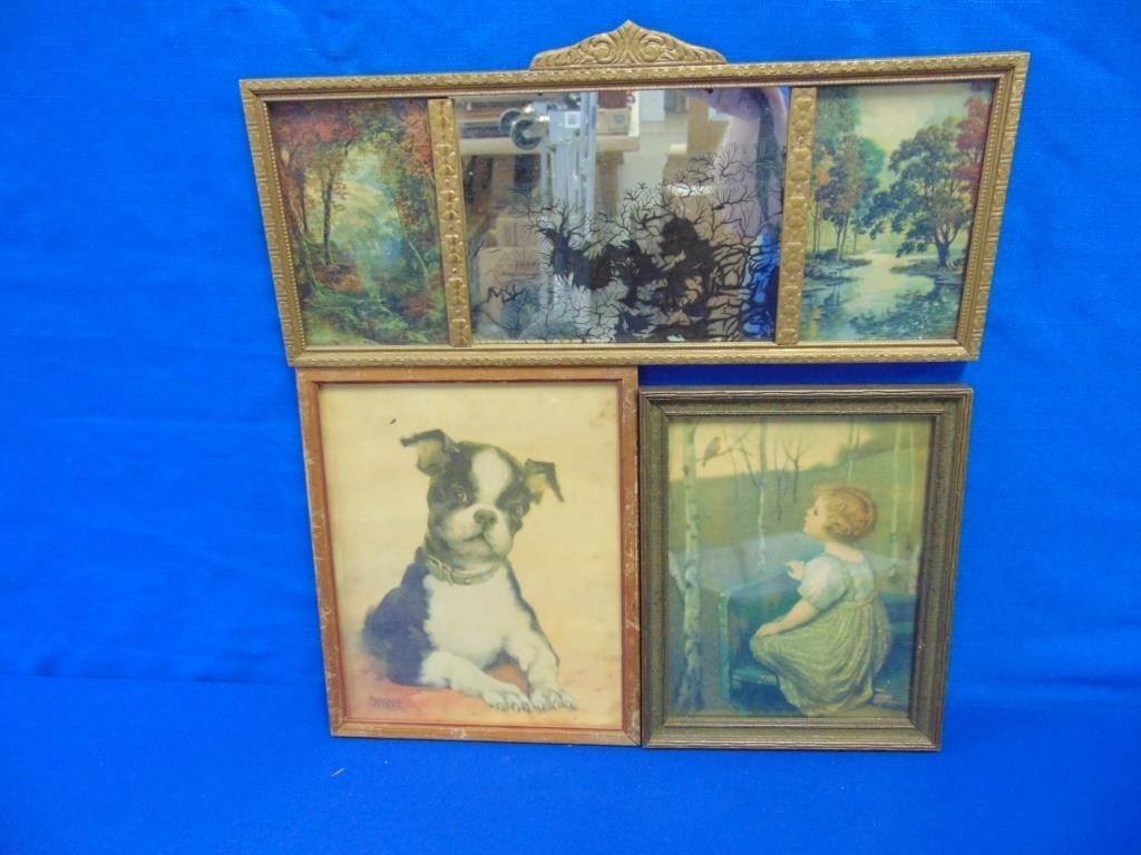 (3) Framed Vintage Art Work Inc. Dog Print By