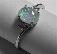 Size 7 Ring, Marked .925 Silver w/Possible Opal