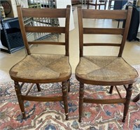 Pair of 18th Century Woven Seat Chairs