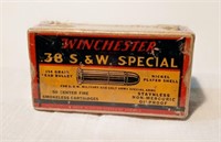 WINCHESTER 38 S&W SPECIAL SEALED FULL BOX 1940S