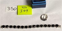 350 - STERLING SILVER RING & BRACELET (I49)