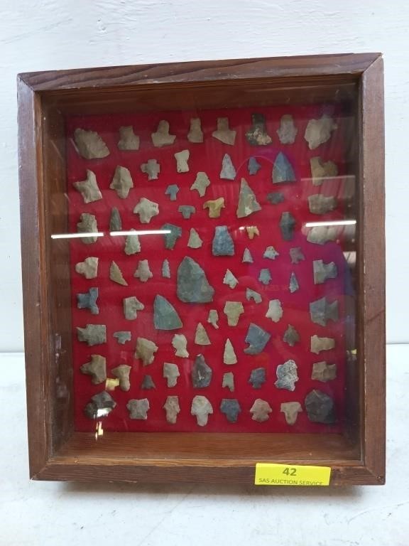 Awesome Arrowhead collection in wooden display