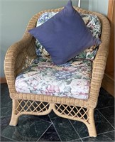 Wicker Upholstered Cushion Chair