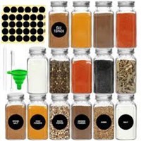 15 Pcs Glass Spice Jars with Spice Labels