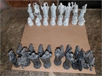 Plastic Gothic or Knight Chess Set, (no board)
