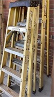 3 aluminum ladders, 2 5 ft and 1 6 ft,