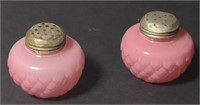 Pink Milk Glass Salt and Pepper Shakers