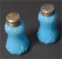 Blue Milk Glass Salt and Pepper Shakers