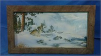 Wooden frame picture of wolf 24x14H