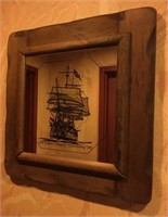 Wood framed mirror of Lord Nelson's Flagship HMS