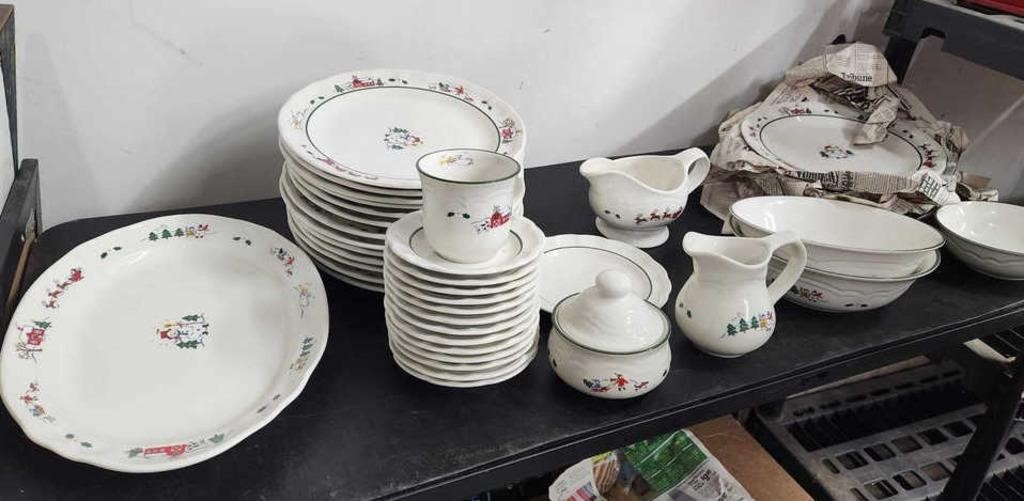 Pfaltzgraff Snow Village Set Plates Bowls Cups