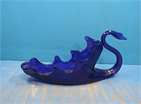 Vintage cobalt blue swan dish