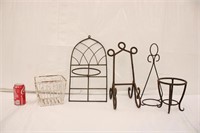 Rusty Hanging Pot Holders, Plant Stand, & Easel