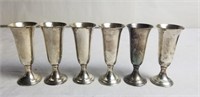 Six sterling silver stemmed cordials
