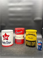 NICE LOT OF 3 OLD POTATO CHIP CANS